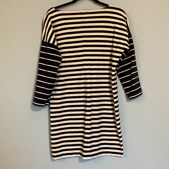 J. Crew Womens Sz M Navy Ivory Nautical Stripe Ponte Mini Shift Dress Colorblock - Picture 9 of 13